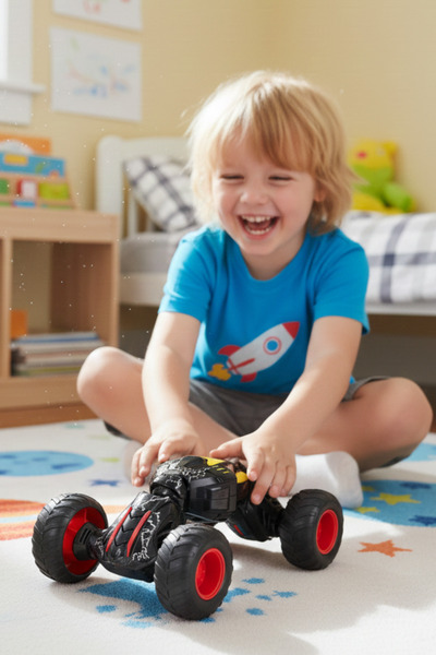 craftivio 1 Adet Çift Yönlü Çek Bırak Renkli Akrobatik Oyuncak Araba 17 Cm