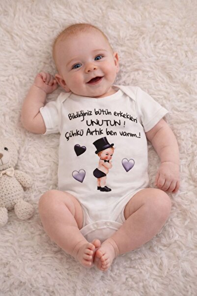 BY TUNA DESİGN Humorous Printed Baby Boy Bodysuit - Cotton Baby Bodysuit with...