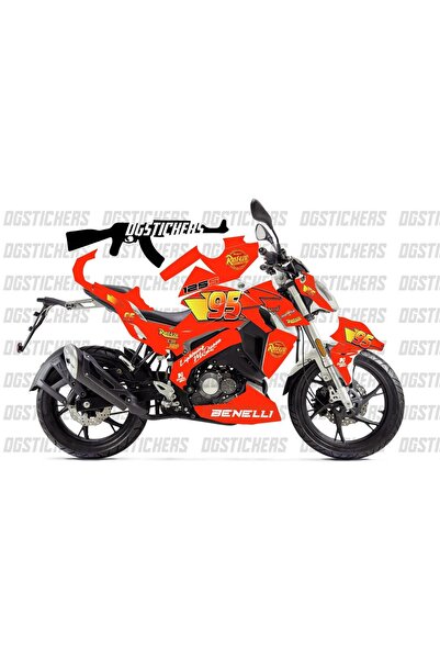 Motiker Benelli 125S Şimşek Mcqueen Kırmızı Tasarım Sticker Etiket Modeli