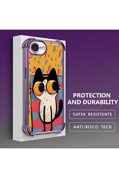 ucuc حافظة واقية من السيليكون الشفاف المتوافقة مع هاتف iPhone 16e بأنماط القط...