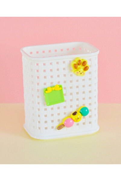 Limmy Mesh Desktop Pen Holder Plastic Kawaii Cute Pen Holder - White