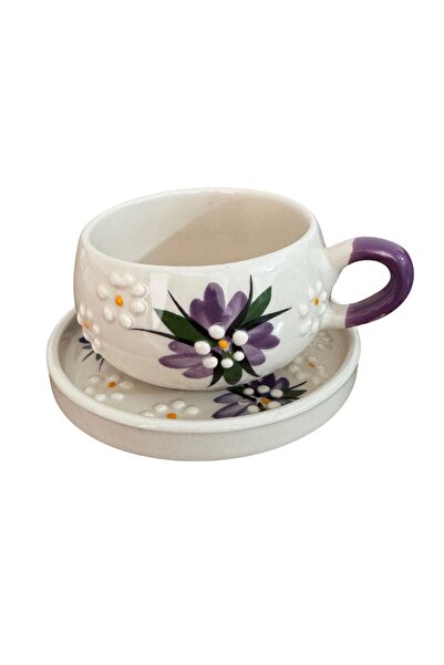 YYK YIKANABİLİR YAĞLI KAĞIT HEP PİŞİR Çini Pasta Fincanı Lila Çiçek