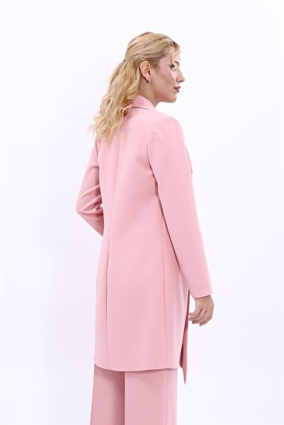 ÖNDER ÖZSOY معطف نسائي طويل بياقة شال - لون بودرة