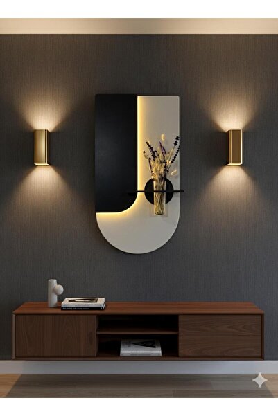 SERENGETI ART LAVANTA AHŞAP PİLLİ LEDLİ İSKANDİNAV TARZI SALON DUVAR RAFI MOD...