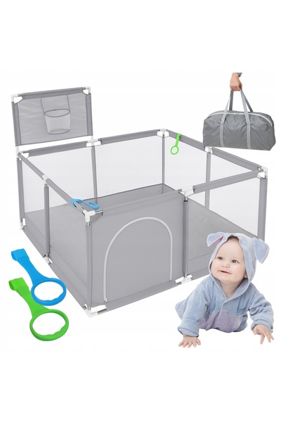 zola Children's playpen/playground, textile, basketball hoop, 2 support handles, transport bag, 130x130×66 cm