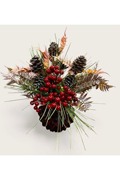 sedoshhomevision Red Kokina Arrangement in Black Red Glass Vase (H:40 cm)