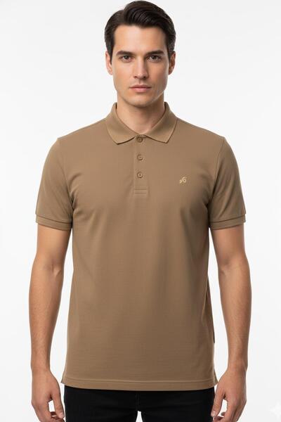 Sabri Özel Cappuccino Regular Fit %100 Pamuklu Polo Yaka Tişört
