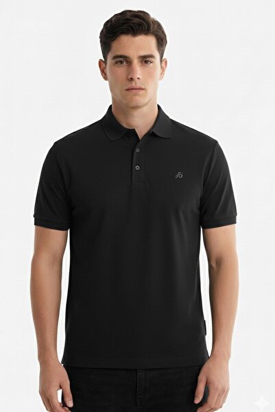 Sabri Özel Siyah Standart Fit Polo Yaka Tişört