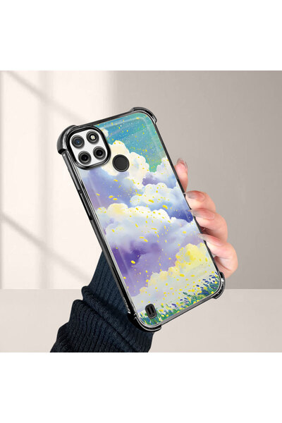 ucuc حافظة حماية من السيليكون الشفاف المتوافقة مع Realme C21Y/C25Y بأنماط سحا...