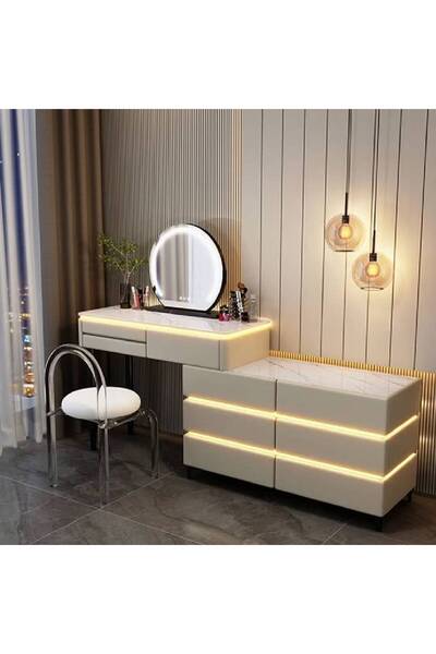 NKX طاولة زينة ذكية أنيقة وفعالة لمساحات المعيشة المعاصرة مع مرآة LED