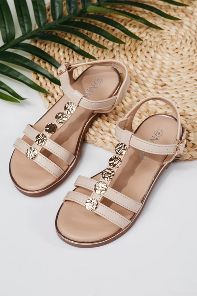 Zaira Sandale fete bej din piele ecologica Maria2 #21999 - 32