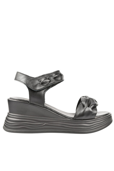 FORMAZIONE Casual sandals, women, FORMAZIONE, 8702-1 black, leather, platform 40