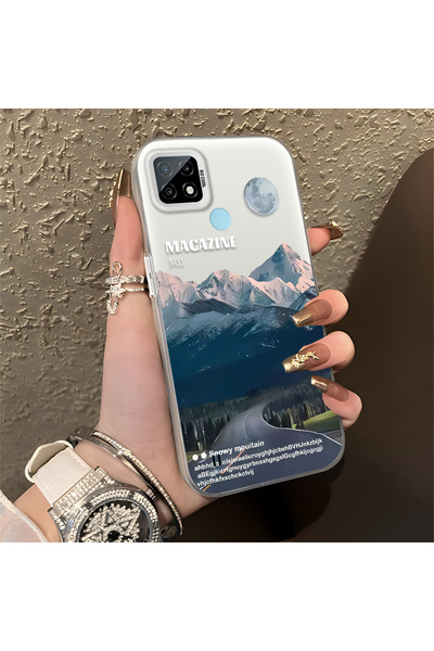 ucuc حافظة مضادة للسقوط من السيليكون المتوافقة مع هاتف Realme C21، بأنماط قمم...