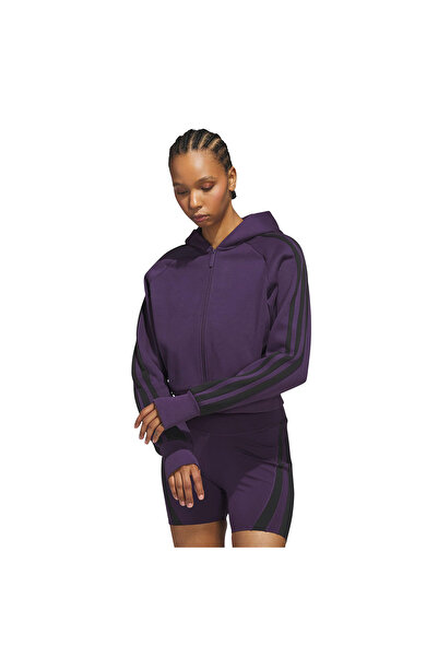 adidas Crop Kadın Mor Basketbol Sweatshirt JX5553