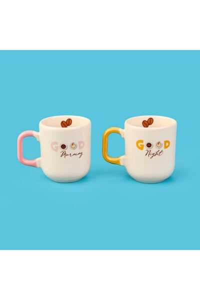 Evidea Kitchen 2'li Good Morning Good Night Kupa - Renkli - 230 ml