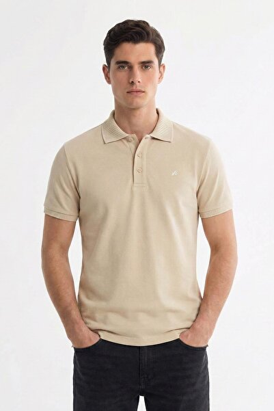 Sabri Özel Kum Standart Fit %100 Pamuklu Polo Yaka Tişört