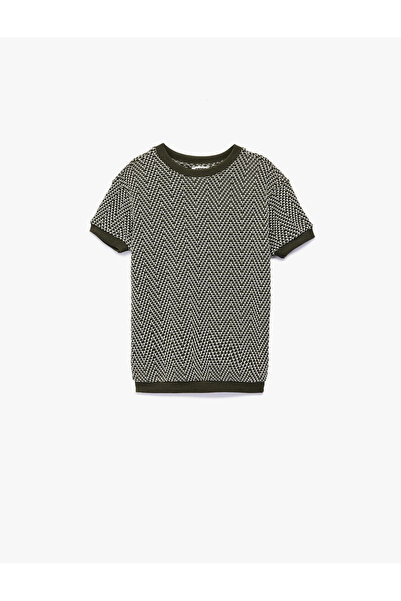 Koton okrugla kragna Sa šarom riblje kosti Kratki rukav Oversize kroj Dukserica