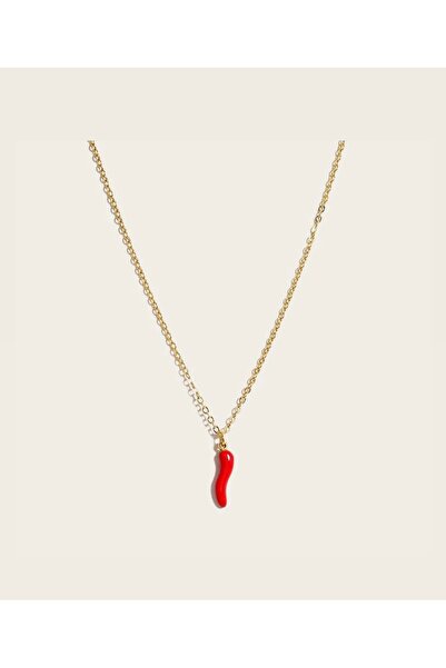 ANGELSS JEWELLERY قلادة على شكل فلفل أحمر مع سلسلة فولاذية، قلادة الحظ، قلادة...