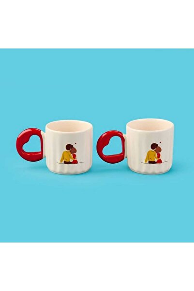 Evidea Kitchen Kalpli 2'li Çift Kupa - Renkli - 270 ml