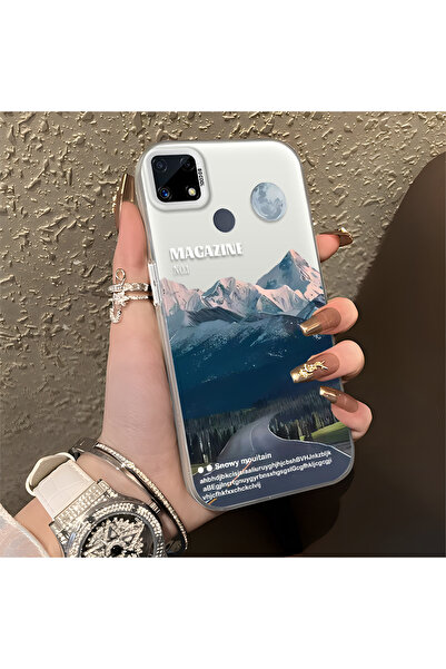 ucuc حافظة مضادة للسقوط من السيليكون المتوافقة مع هاتف Realme C25، بأنماط قمم...