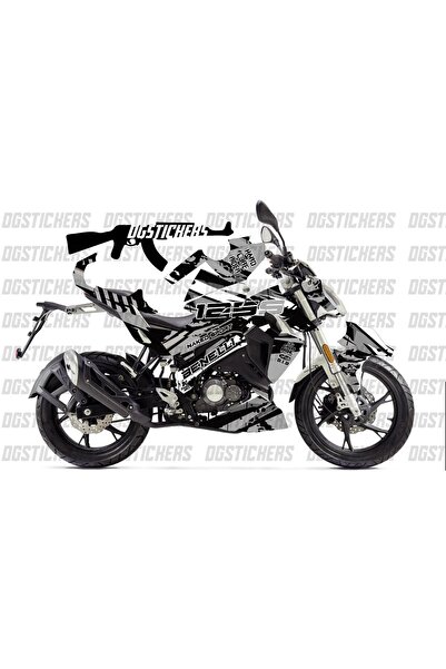 Motiker Benelli 125S Gri Siyah Sport Design Tasarım Sticker Etiket Modeli