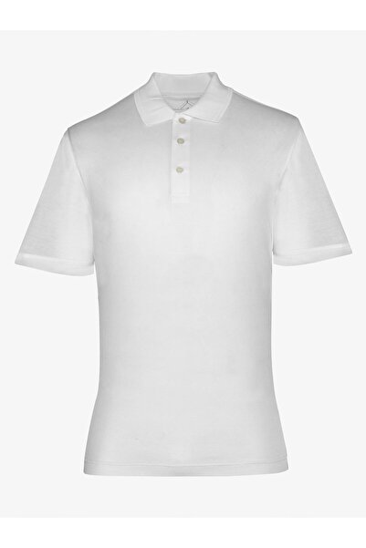 Sabri Özel White Standard Fit 100% Cotton Polo Neck T-Shirt
