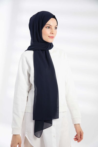 Feiza Collection Plain Chiffon Shawl Navy Blue