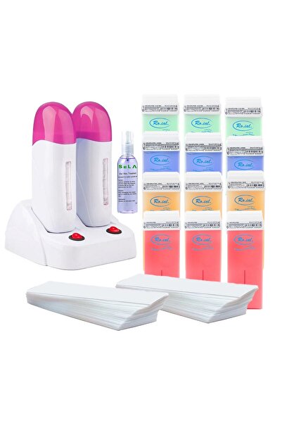 SELA Kit de epilare cu cartuș Royal nr. 59, încălzitor dublu de ceară, 12 x ceară