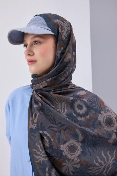 Silk Home شال مايدا مصنوع من مزيج الفسكوز، أزرق فولاذي بنمط نيلي، مقاس 190×70