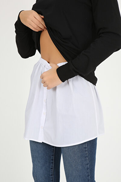 ModaCanel Λευκό πουκάμισο με ελαστική μέση Μοντέλο Φούστα εσωτερικό ρούχο Λευ...