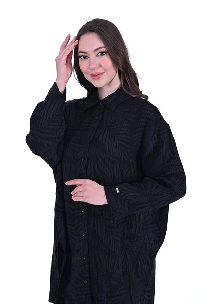 Invee INVEE 7017 - Чорна сорочка з візерунком