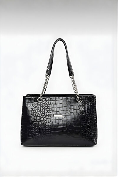 Catwins حقيبة سلسلة التمساح الأسود للمرأة