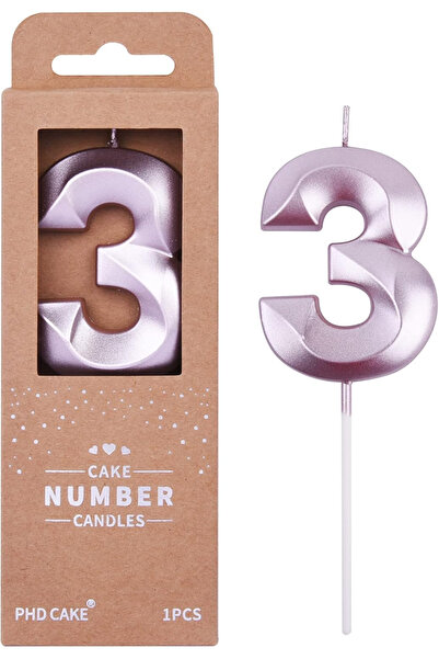 BALON DİYARI 3 Yaş pasta mumu doğmu günü pasta mumu Kristal Rosepembe kaliteli