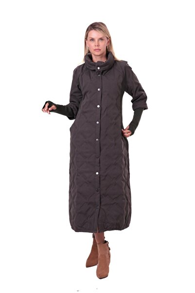 Invee Quilted Coat with Gloves Khaki