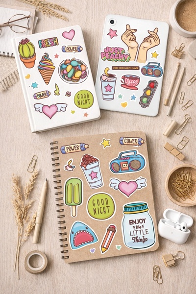 ÖZGÜL REKLAM Su Geçirmez Sticker Seti – Tablet, Defter, Notebook, Ajanda Kita...