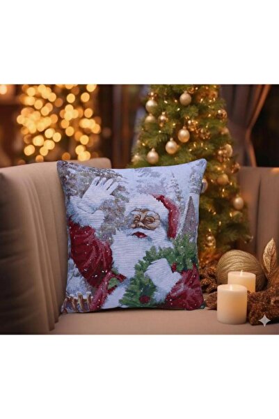 Believe وسادة زخرفية منسوجة من الجاكار لعيد الميلاد وسانتا كلوز مقاس 45*45
