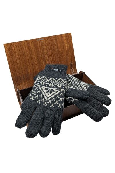 1001 Kravat قفازات شتوية للرجال باللون الرمادي مع بطانة ثينسوليت - مع علبة هدايا خشبية