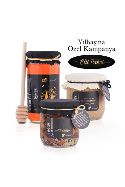 Elit Paket (3'lü ): Saf Doğal Dağ Çiçeği Balı 450g + Süper Ezme 400g + Süper Karışım 400g