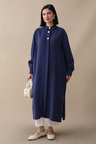 InStyle Риза с яка Лилава ежедневна туника