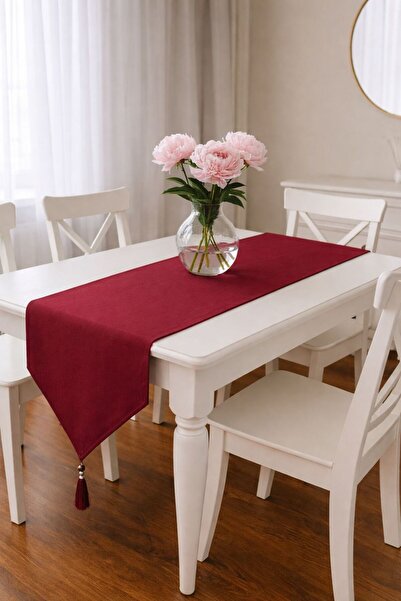 NAKKAŞİ ZARİF Burgundy Runner Tablecloth