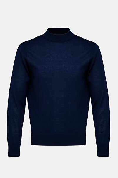 Edwards Erkek Lacivert Yün Yarım Balıkçı Yaka Kazak