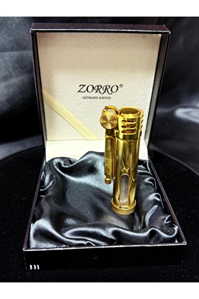 Zorro PREMIUM METAL ÇAKMAK – ALTIN KAPLAMA, AĞIR VE LÜKS TASARIM BENZİNLİ