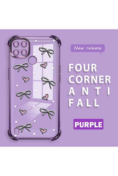 ucuc حافظة واقية من السيليكون الشفاف المتوافقة مع Realme C25Y/C21Y بأنماط قلب