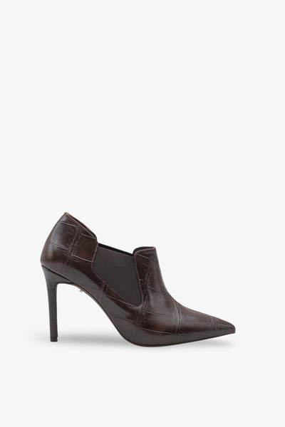 İNNABUTİKK حذاء نسائي بكعب رفيع ومقدمة مدببة من Orvella - بني كروكو