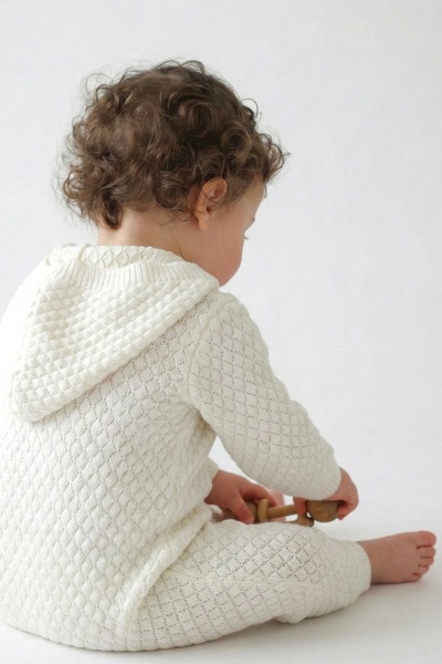 Bursa Trikomer Triko kapuşonlu Petek Desenli Soft Bebek Tulumu