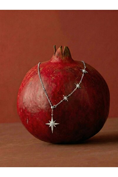 Silveria Jewels 925 Ayar Gümüş Asansörlü Kutup Yıldızı Kolye