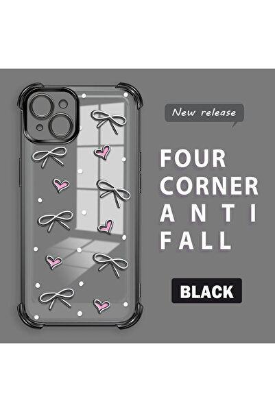 ucuc حافظة حماية من السيليكون الشفاف المتوافقة مع هاتف iPhone 15 Plus بأنماط قلب