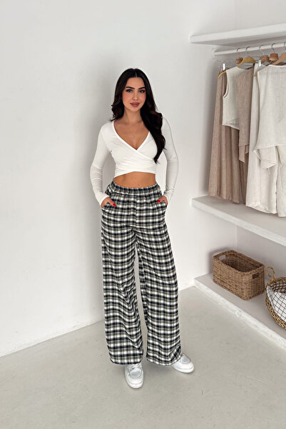 The Robi Women's Plaid High Waist Palazzo Pants