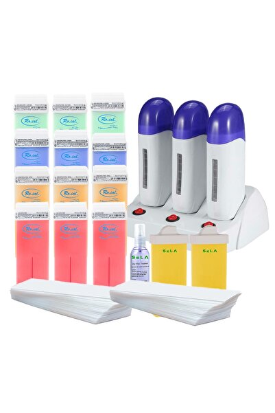 SELA Kit de epilare cu ceară Royal Cartridge nr. 60, Încălzitor triplu de cea...