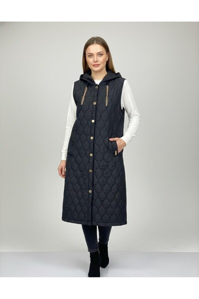 Ceyda Nur Örkcü Women's Quilted Hooded Long Vest